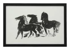 Trio Of Horses Ink Drawing